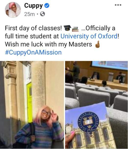 It would be recalled that she was accepted into the prestigious university in March.