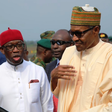 President Muhammadu Buhari and Delta state Governor, Ifeanyi Patrick Okowa. [Twitter/@BashirAhmaad]