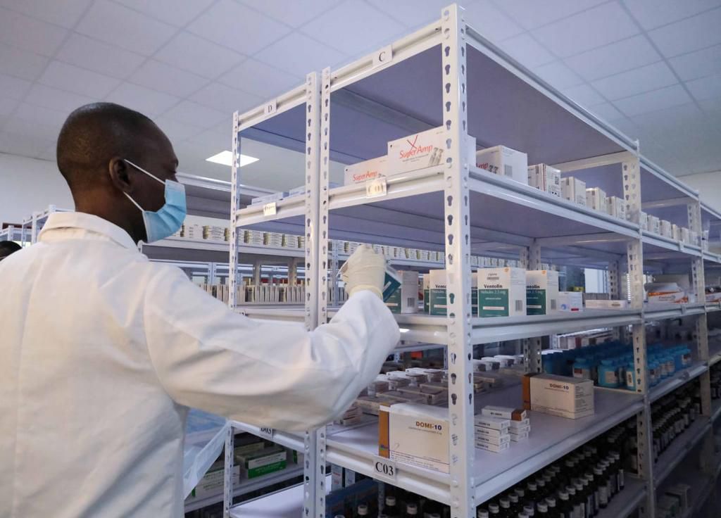 Zipline laboratory stocked full with drugs in Omenako, Ghana