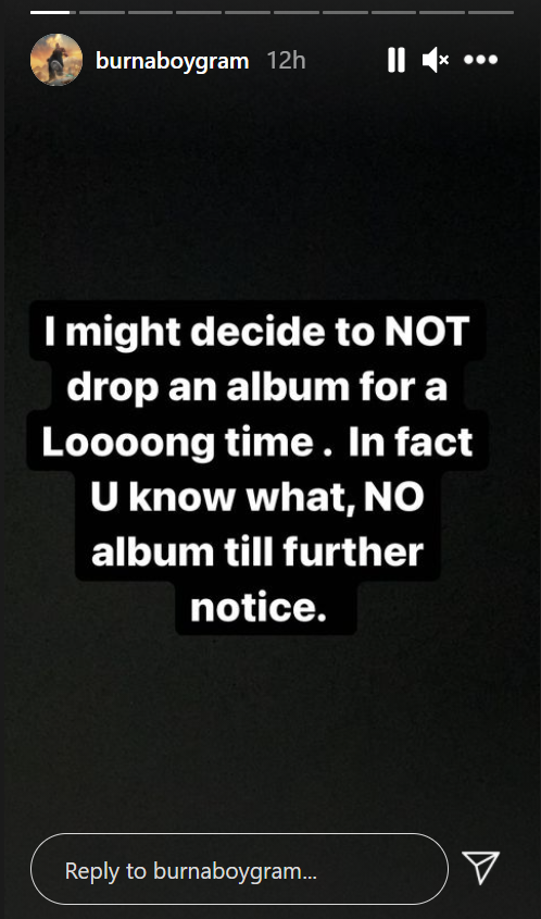 Burna Boy talks new album. (Instagram/BurnaBoyGram)