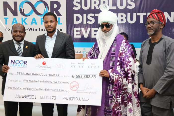 L-R: Former President, Institute of Chartered Accounts of Nigeria (ICAN), Ismail Muhammad Zakari; Group Head (Non-Interest Banking), Digital Business, Sterling Bank Plc, Mohammed Bashir Yinusa; His Highness, Khalifa, Muhammadu Sanusi II and the Chairma...