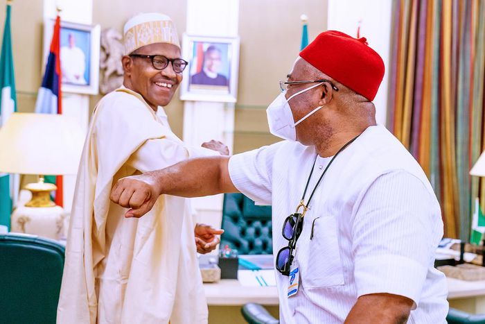 President Muhammadu Buhari and Governor Hope Uzodinma of Imo State [Presidency]