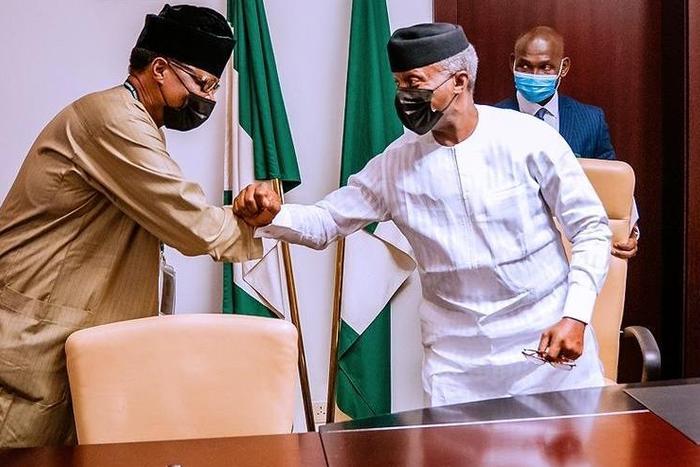 Vice President Yemi Osinbajo with former Governor of Ogun State, Chief Gbenga Daniel. [TolaniAli]
