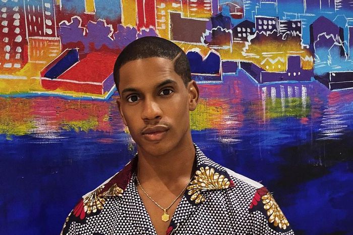 Denola Grey in a hard part and fade {Instagram/Denola Grey}