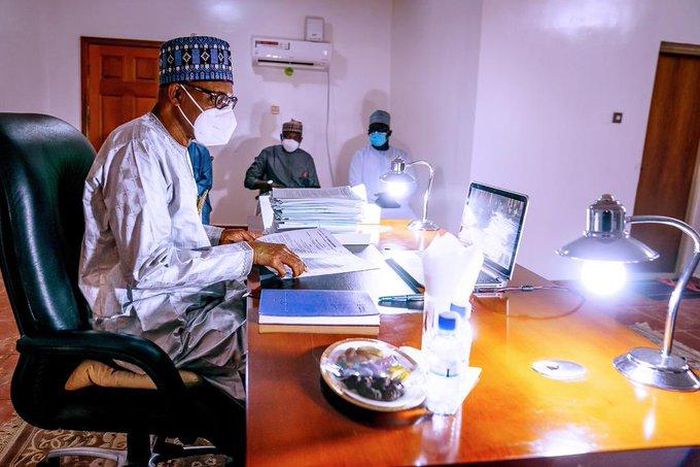 President Buhari presides over the weekly FEC  meeting from his Daura, Katsina home on Wednesday, December 16, 2020 (Presidency)