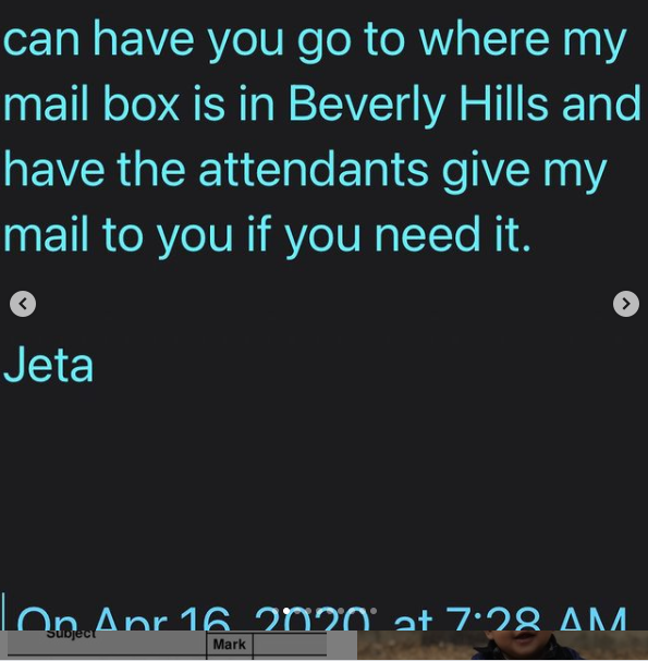 Screenshots of the last chat conversation he had with the actress before her 'disappearance.'