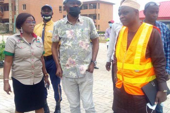 Mrs Adeola Salako, spokesperson, Lagos State Ministry of Housing, Mr Moruf Akinderu-Fatai, Commissioner for Housing and Mr Wasiu Akewusola, Permanent Secretary in the ministry, during inspection of ongoing projects on Thursday in Lagos. (NAN)