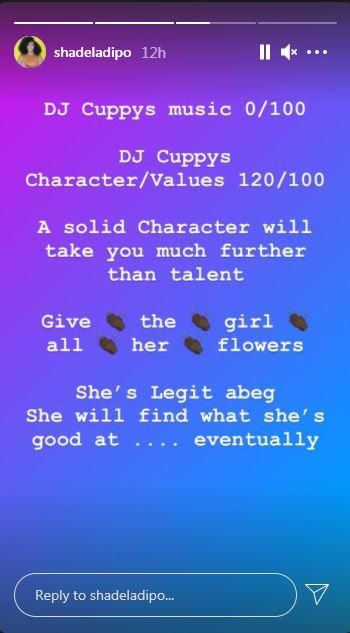Ladipo says someday DJ Cuppy will eventually find what she is good at. [Instagram/ShadeLadipo]