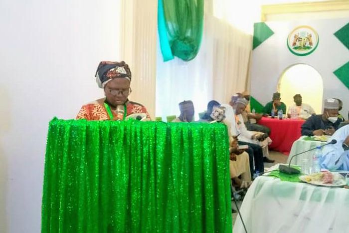 Mrs Theresa Biniyat making presentation. (NAN)