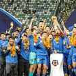 Jiangsu Suning celebrate winning the 2020 Chinese Super League after defeating Guangzhou Evergrande. China will attempt to move on from the collapse of the champions when the new season kicks off on Tuesday