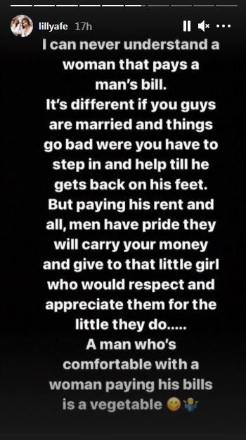 Afegbai says every man should be able to take care of his partner. [Instagram/LilianAfegbai]