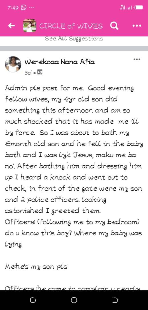 Boy, 4 reports mother to Ghana police as younger brother slips and falls while being bathed