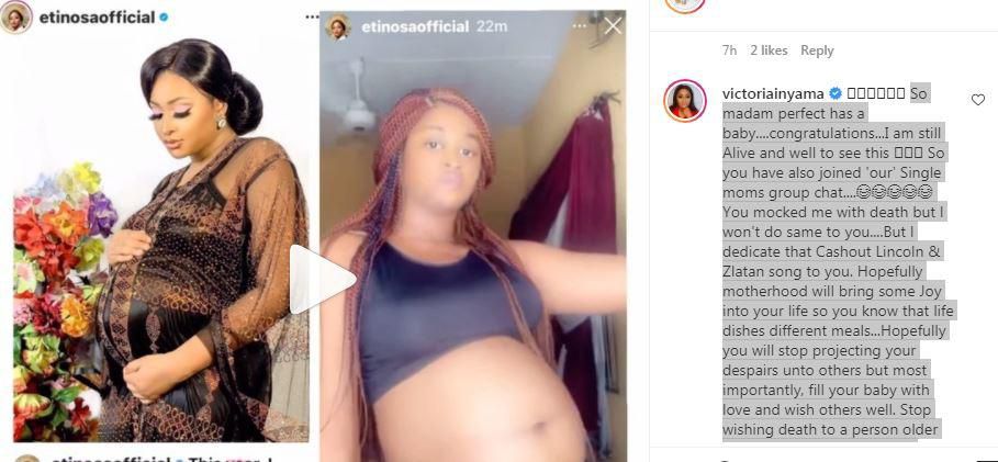 Victoria Inyama reacts to the news of her baby arrival [Instablog9ja]