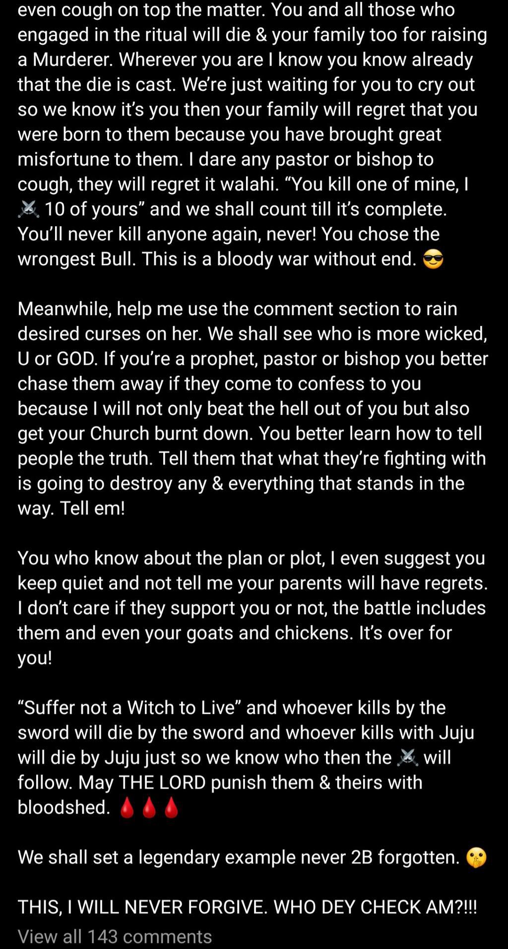 The singer says the death of his brother, Bruno, will be revenged. [Instagram/KellyHansome]