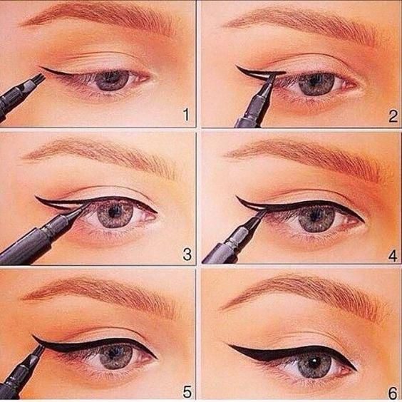 You can create winged eyeliners with an angled brush [pinterest]