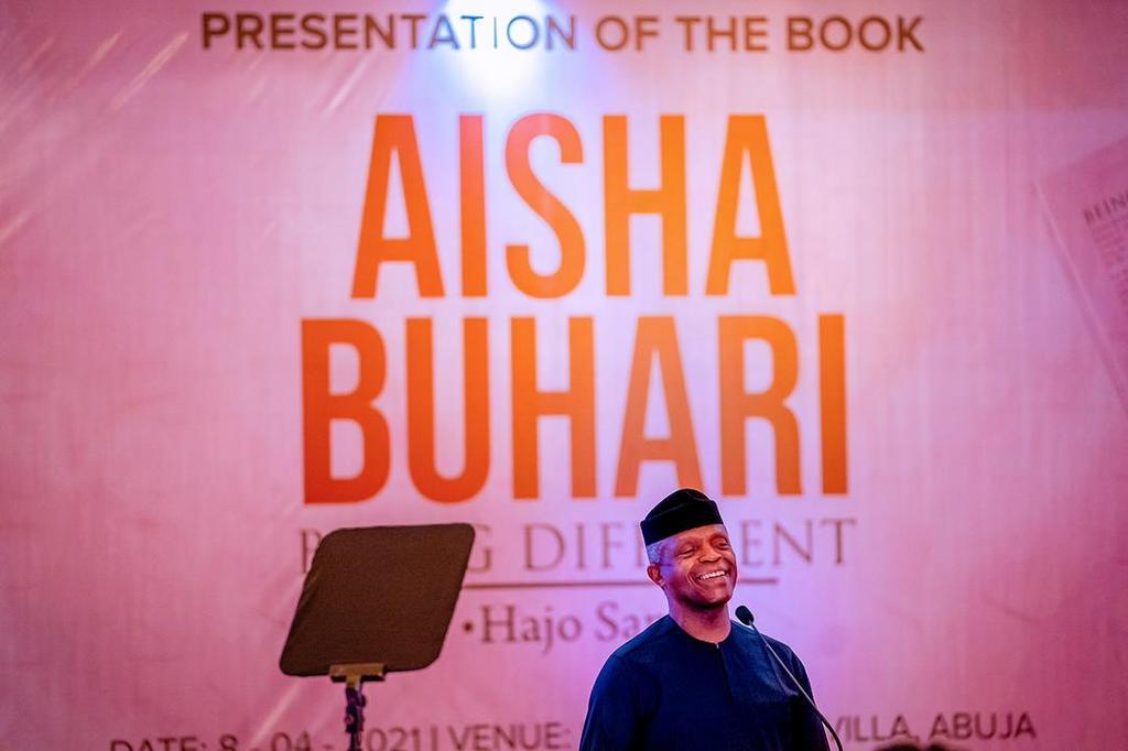 Vice President Yemi Osinbajo and First Lady, Aisha Buhari. [Presidency]