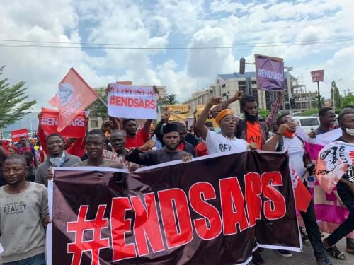 ENDSARS protesters in Lagos on Thursday, October 9, 2020. (Sahara Reporters)