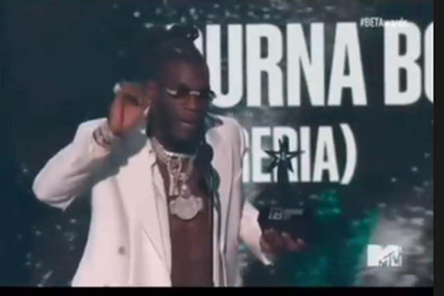 Burna Boy won the 2021 BET Award for the Best New International Act  (MTV)
