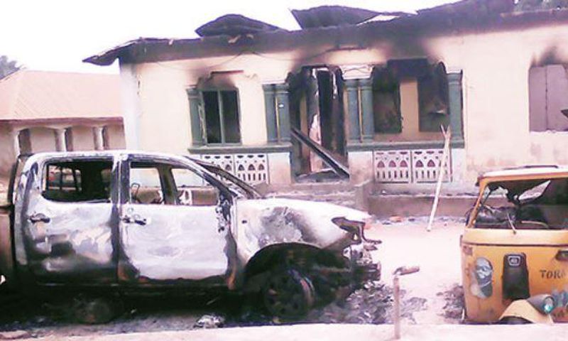 Burnt police station in Abia State