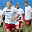 Norway star Erling Braut Haaland wearing a t-shirt with the slogan 'Human rights, on and off the pitch' before his team's World Cup qualifier against Turkey