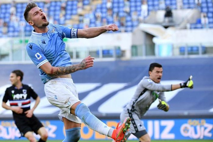 On target: Lazio midfielder Sergej Milinkovic-Savic