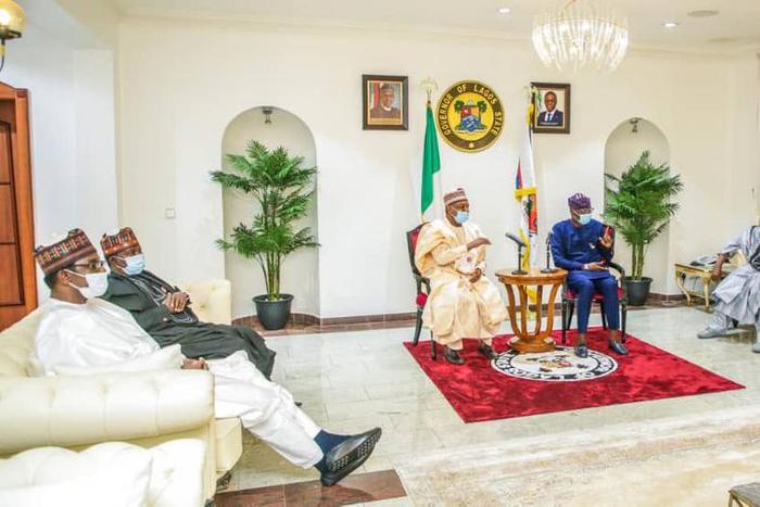 Progressives Governors Forum delegation to Lagos State comprised of Governor Atiku Bagudu; Chairman of the APC Caretaker Committee and Yobe Governor, Mai Mala Buni; Chairman, Northern Governors’ Forum and Plateau Governor, Simon Lalong and Jigawa Gover...