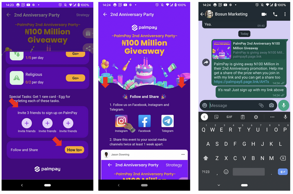 How to claim your share of PalmPay's N100 million anniversary giveaway