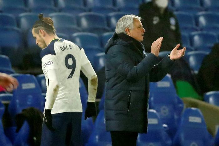 Real decisions - Gareth Bale (L) pictured with Tottenham manager Jose Mourinho (R) is happy with Gareth Bale's progress