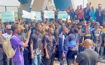 Students of Federal University Lokoja (FUL) protesting over the death of their colleagues