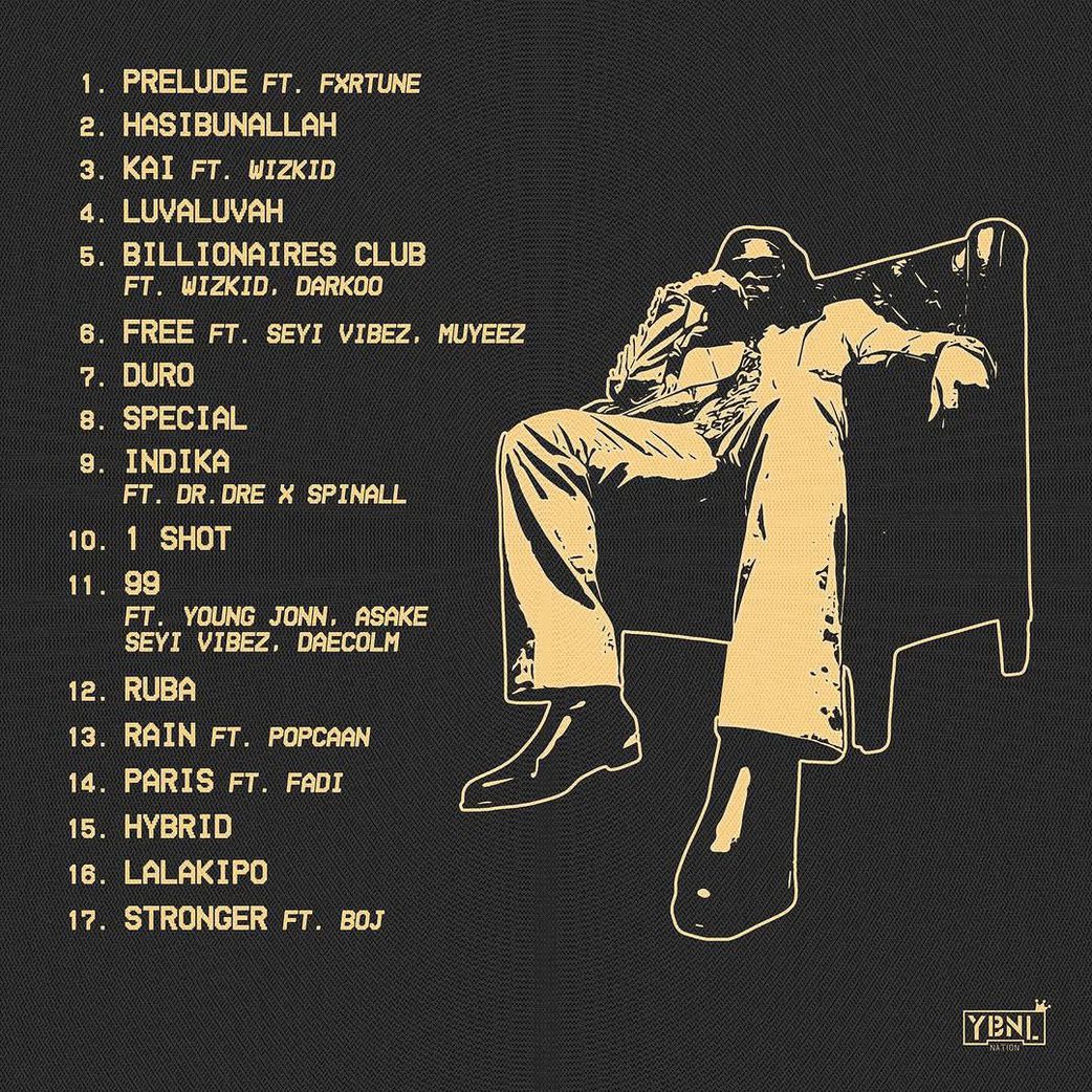 Track list for Olamide's self titled album