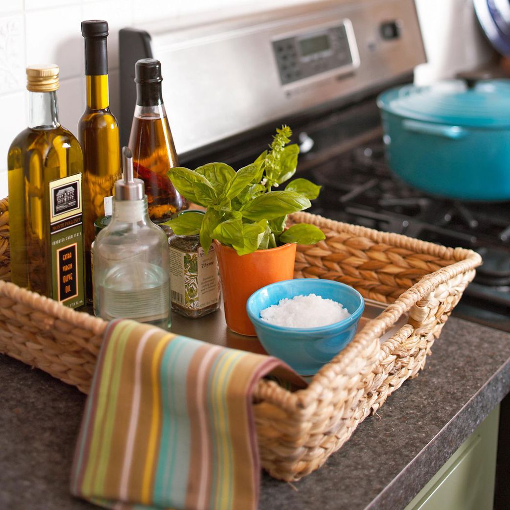 Use trays and baskets for organisation [BetterHomes&Gardening]