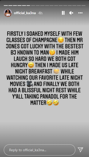 BBNaija's Ka3na says she gave her husband a blow job for their anniversary