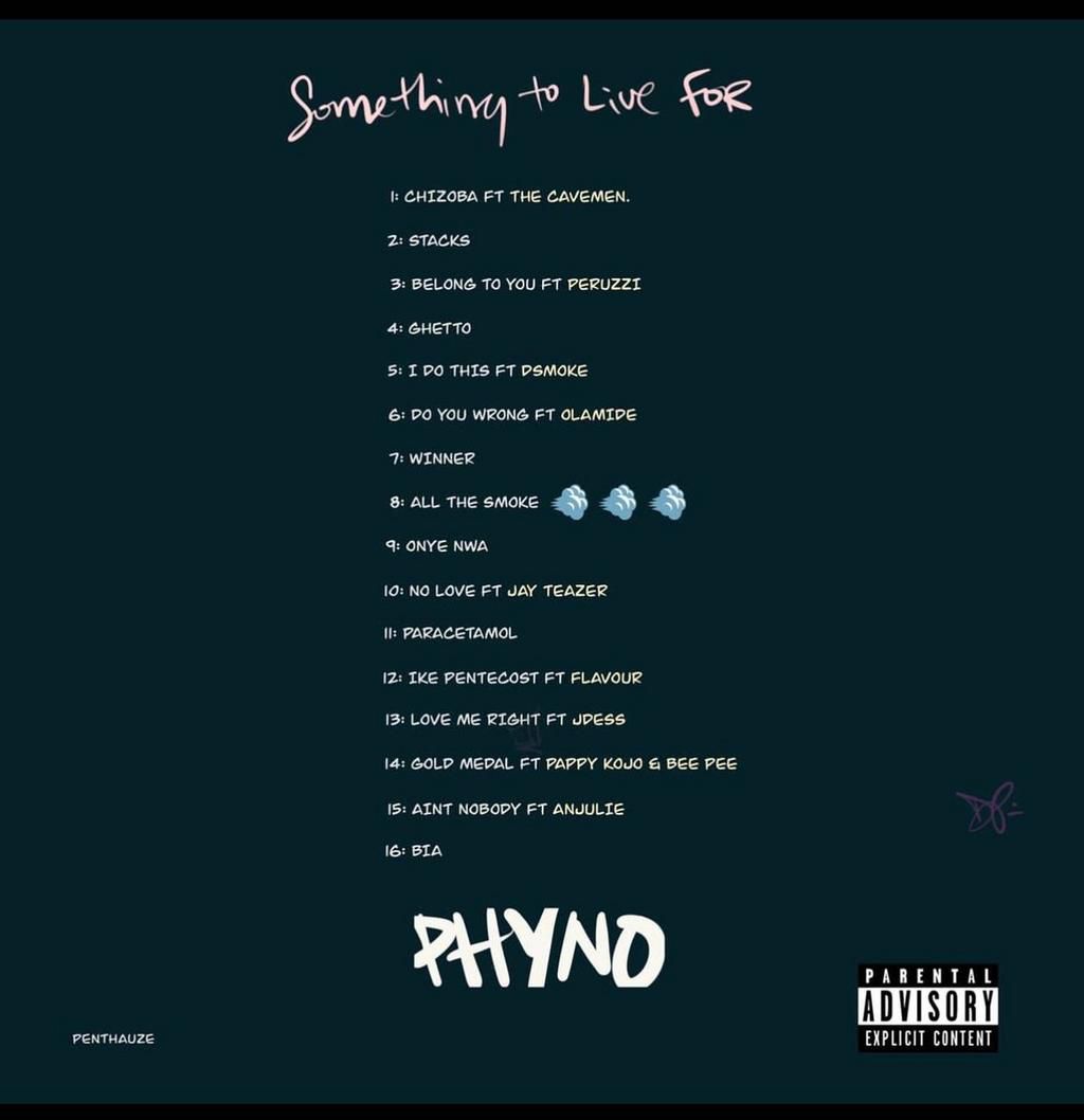 Phyno's tracklist and producers. (EMPIRE/Penthauze)