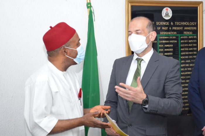 Meeting of H.E. Ambassador Georg Steiner, Swiss Ambassador to Nigeria with H.E. Dr. Ogbonnaya Onu to discuss the inaugural Swiss-Nigerian Innovation Forum
