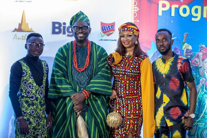 From Left: Wale Odenusi, Digital Lead, Rite Foods; with Niyi Akinmolayan, Producer, Progressive Tailors Club Movie; Etinosa Idemudia, Actor, Progressive Tailors Club Movie; and Abiodun Durosanya, Media Relations Officer, Rite Foods; at the Progressive ...