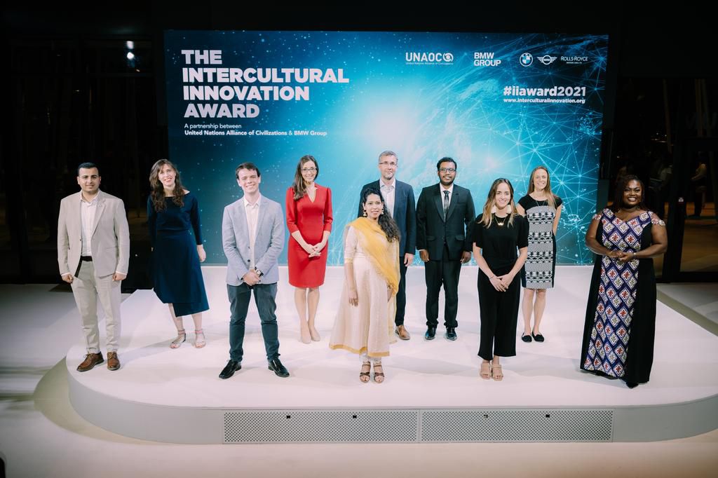 Extreme Right - Founder and Lead Visionary of Street Project Foundation, Mrs. Rita Ezenwa-Okoro alongside 9 other Organisations across countries receive the United Nations Alliance of Civilizations (UNAOC) and BMW Group’s Intercultural Innovation Award...
