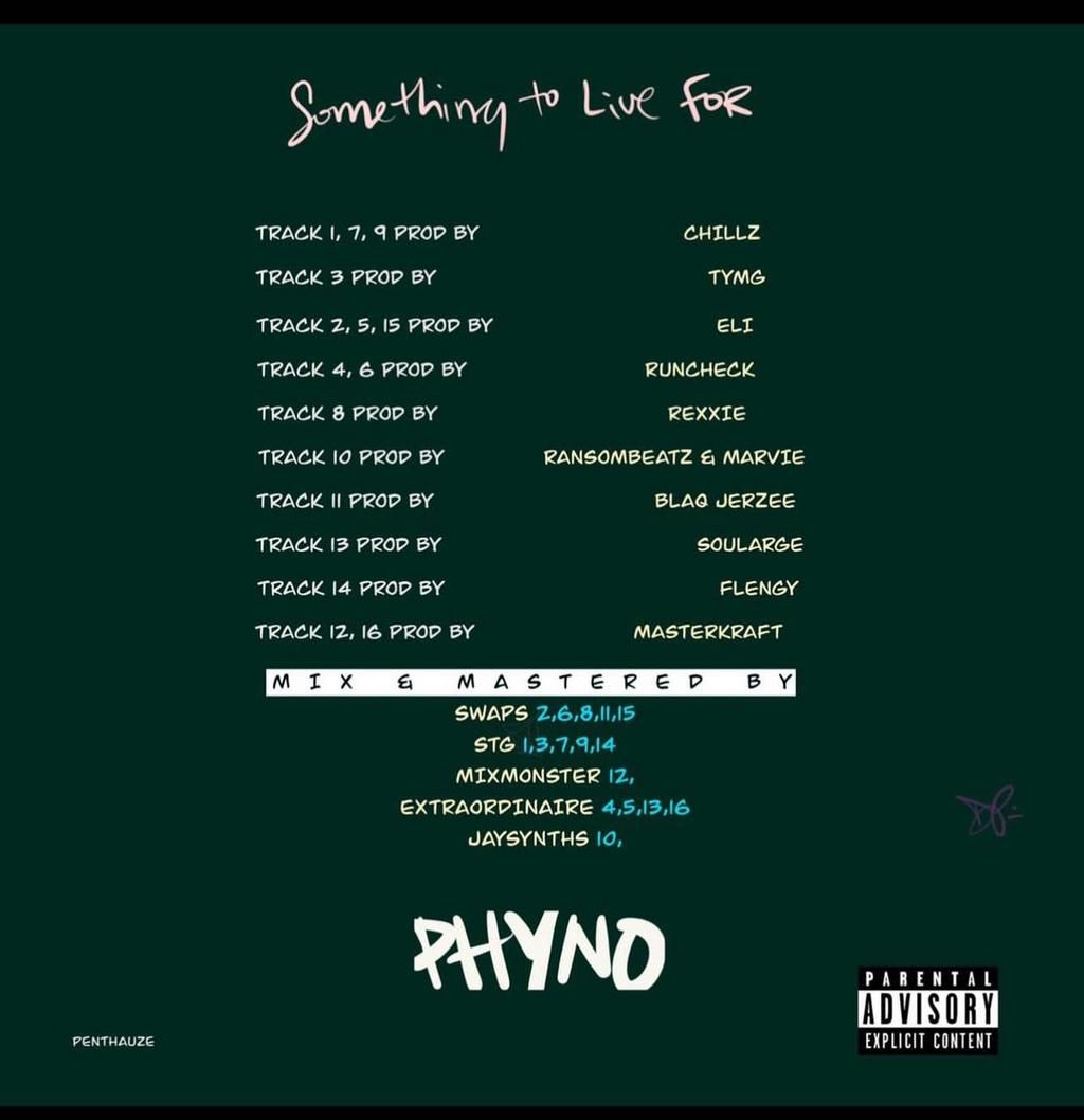 Phyno's tracklist and producers. (EMPIRE/Penthauze)
