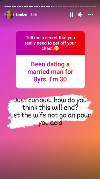 OAP Toolz gives her followers interesting advice after they shared their secrets with her