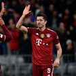 Robert Lewandowski (R) scored a hat-trick and missed a penalty on his 100th Champions League appearance