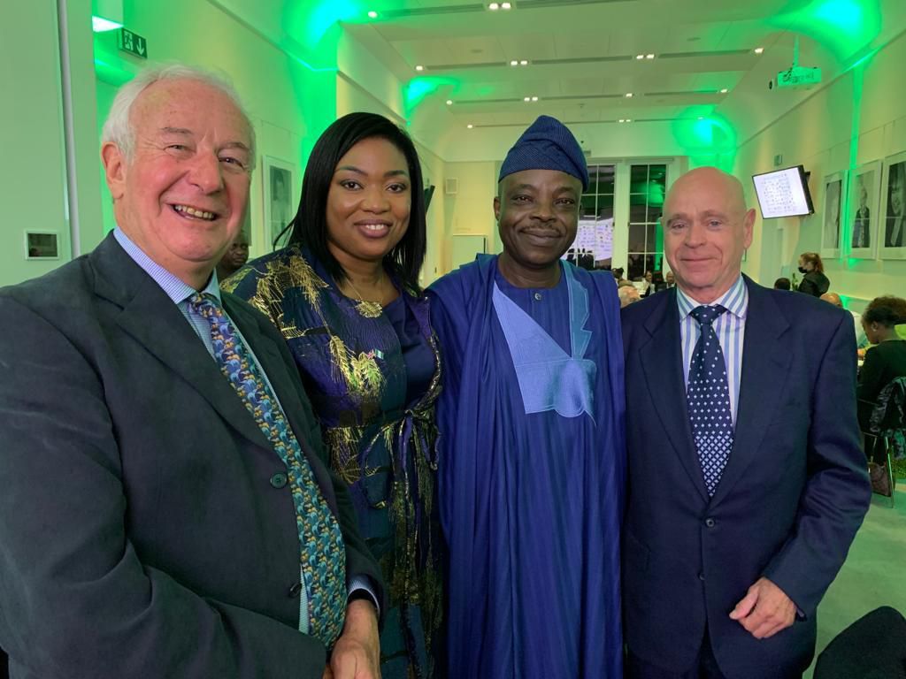 L-R: Vice Patron of the Nigeria-Britain Association (N-BA), Philip Hall, OBE; President of the N-BA, Abimbola Okoya; Nigerian High Commissioner, London, Ambassador Sarafa Tunji Isola; and former British High Commissioner to Nigeria, Sir Philip Thomas, ...
