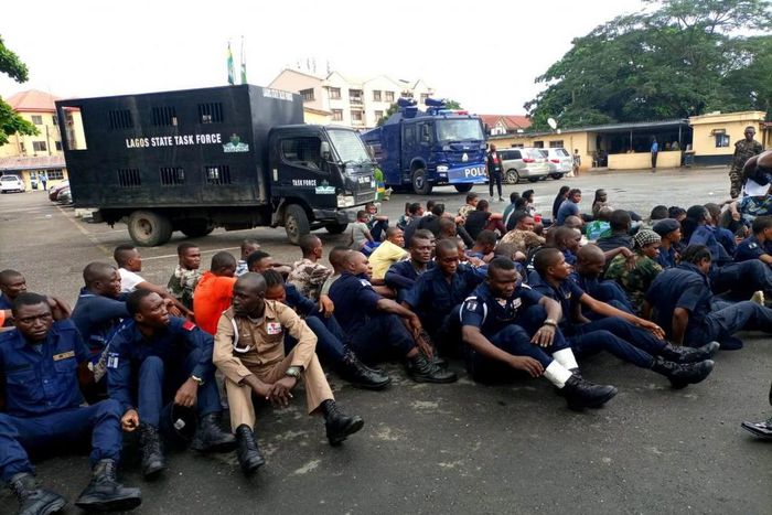 Nigerian Merchant Navy trainees arrested by the Lagos police. [theeagleonline]