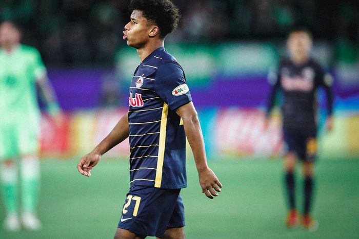 Karim Adeyemi just before he was substituted against Wolfsburg.