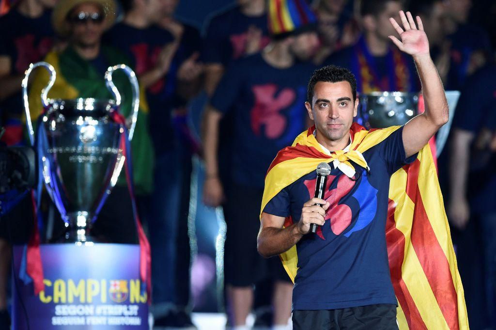 Xavi Hernandez, pictured in 2015, won four Champions League titles with Barcelona