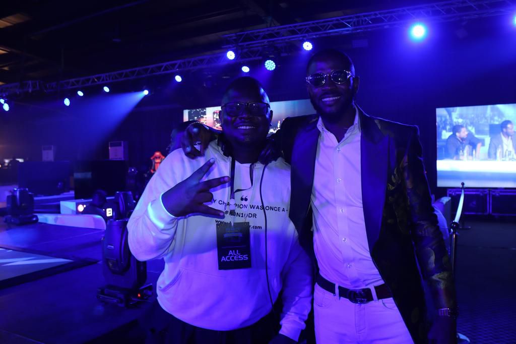 Mr Kon10dr himself Dr Sid (Left) poses with event host Jimmy (Right) at the Landmark Centre, VI yesterday