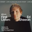Ed Sheeran counts down to the release of his new album, '=' with an upcoming global stream. (Apple Music)