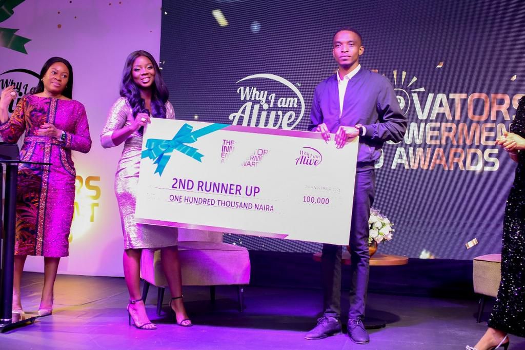 Why I Am Alive Initiative hosts innovators empowerment and awards, 4 Nigerian startups funded, Hanu Fejiro Agbodje receives award