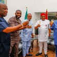 PDP leaders led by the National Secretary of the PDP, Senator Samuel Anyanwu meet Orji Uzor Kalu. (Punch)