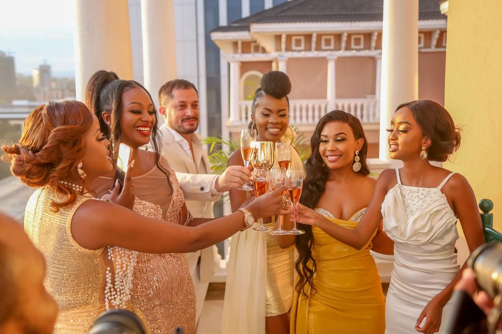 Kenya Amina Rabar, Maureen Waititu, Alexandre Helaine, Lucia Musau, Phoina Tosha and Foi Wambui Moët Grand Toast to Today 1