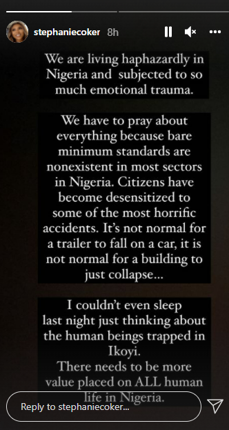 The actress says there needs to be more value placed on the human lives in Nigeria.