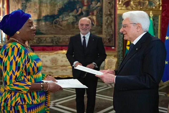 Ambassador Quartey Koranteng presents her letters of credence to President Sergio Mattarella in Rome